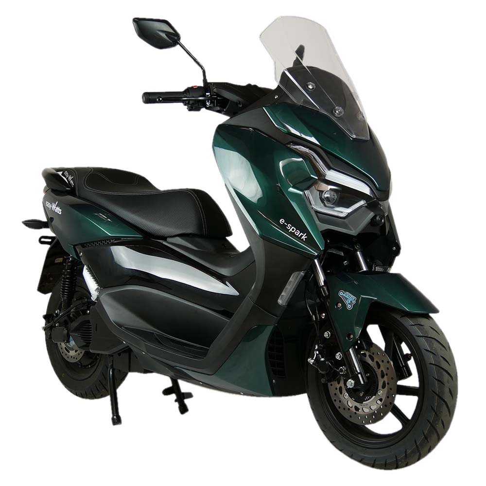 Scooter &eacute;lectrique 125 easy-watts vert trois quarts avant droit